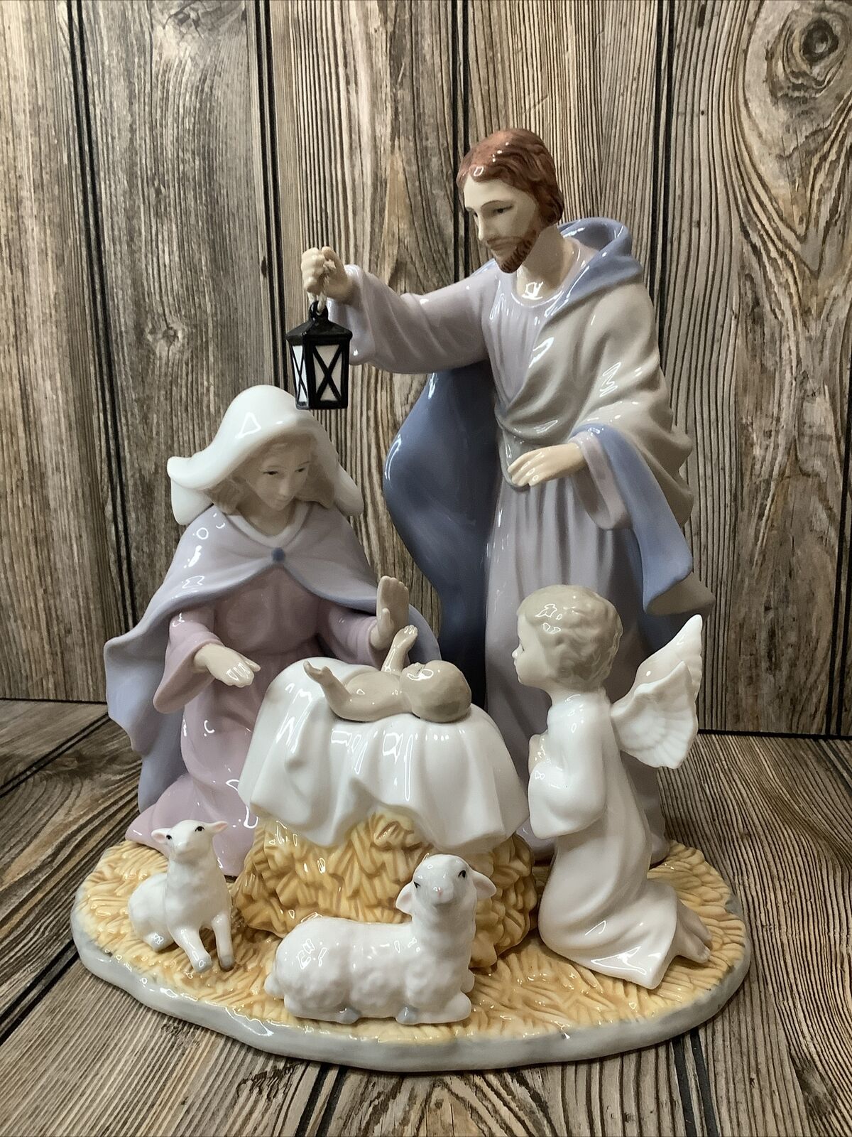 Always & Forever Porcelain Nativity One Pc Christmas Holy Family W Sheep Angel