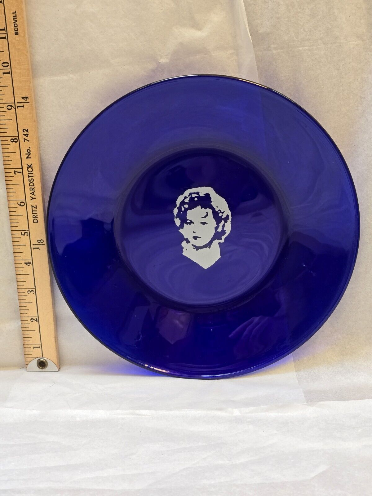 Vintage Shirley Temple Blue Glass Colbolt  Plate - No Chips or Cracks