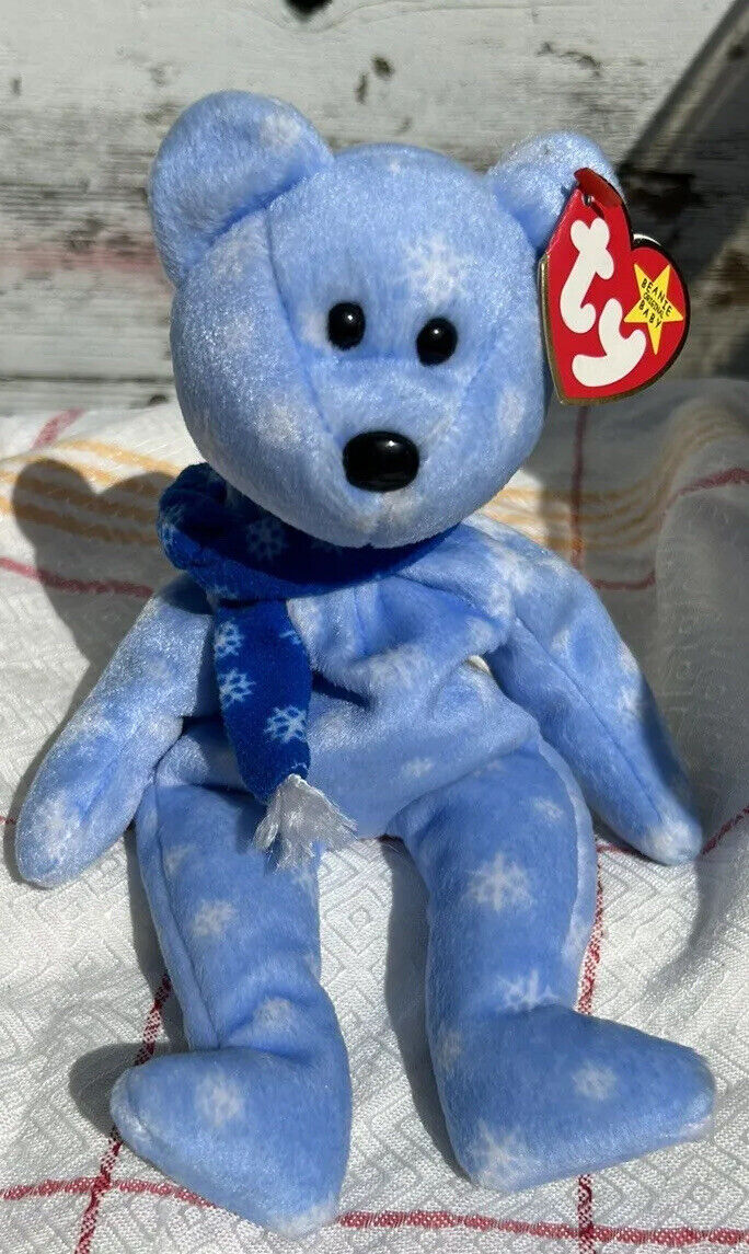 TY Beanie Babies 1999 Holiday Teddy Blue DOB December 25, 1999 VINTAGE