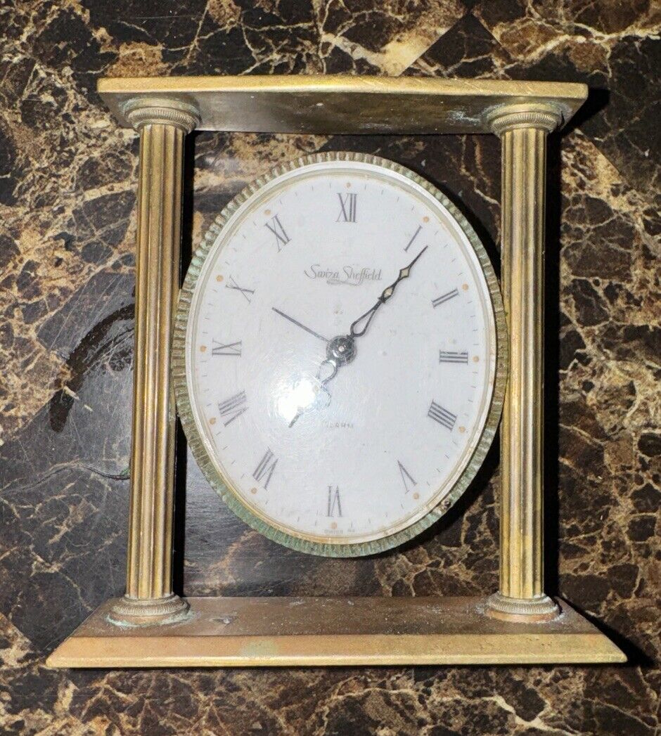 Vintage Swiss Made Swiza Sheffield Alarm Clock Table Clock Working Tested
