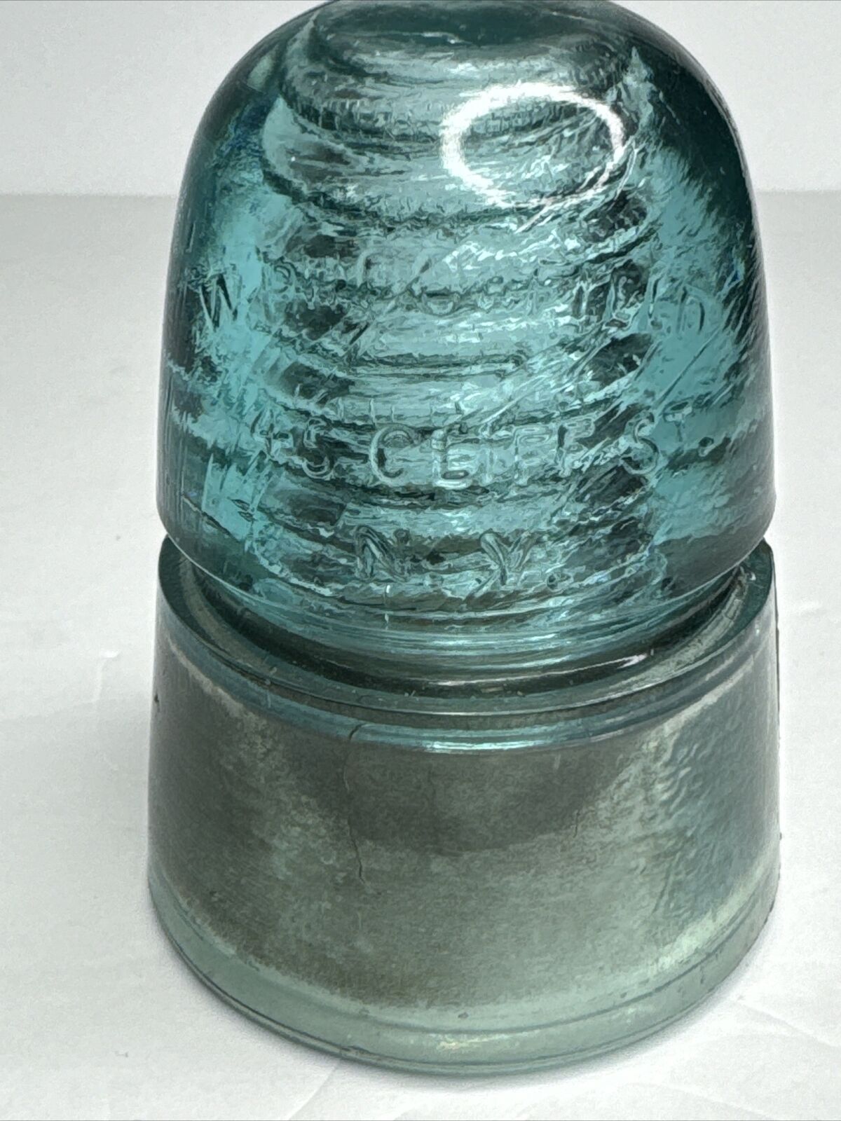 W. Brookfield N.Y. PAT. NOV. 13, 1883. FAB. 12. 1884. Blue Glass insulator