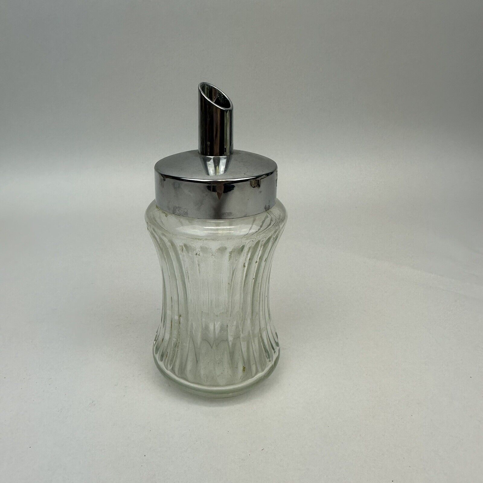 Vintage Valira Glass Sugar Dispenser with Chrome Lid 6 1/5\