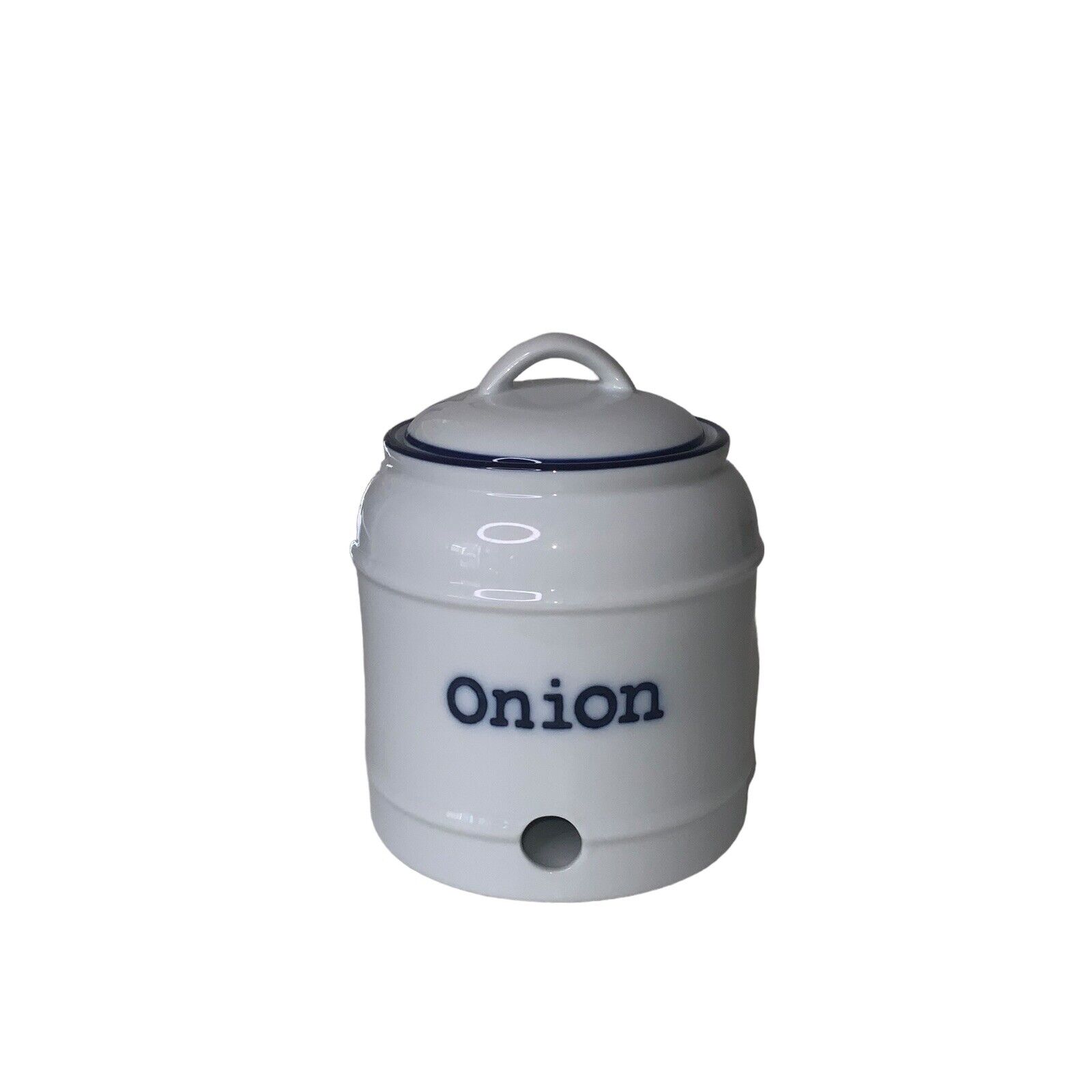 World Market Brand White Ceramic Onion Keeper Canister