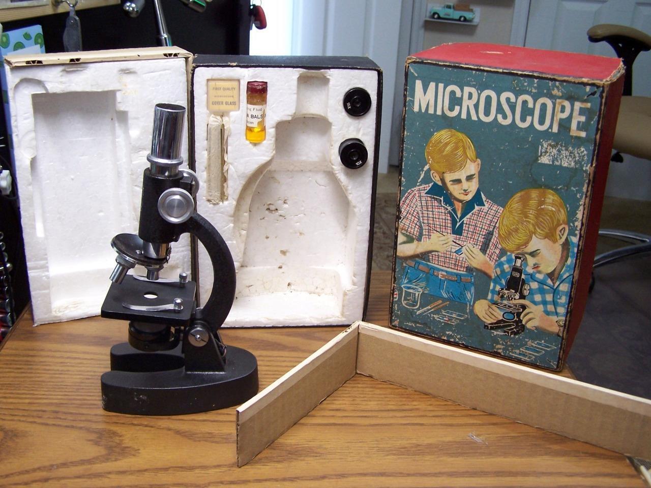 Vintage C O C Microscope & Accessories 100x 200x 300x 600 w/ original box unused