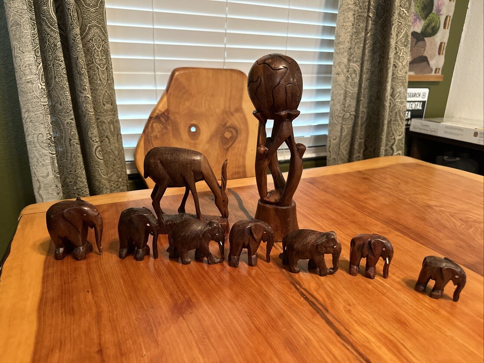 Hand Carved Vintage Treasures From Ghana, West Africa Elephants Galore