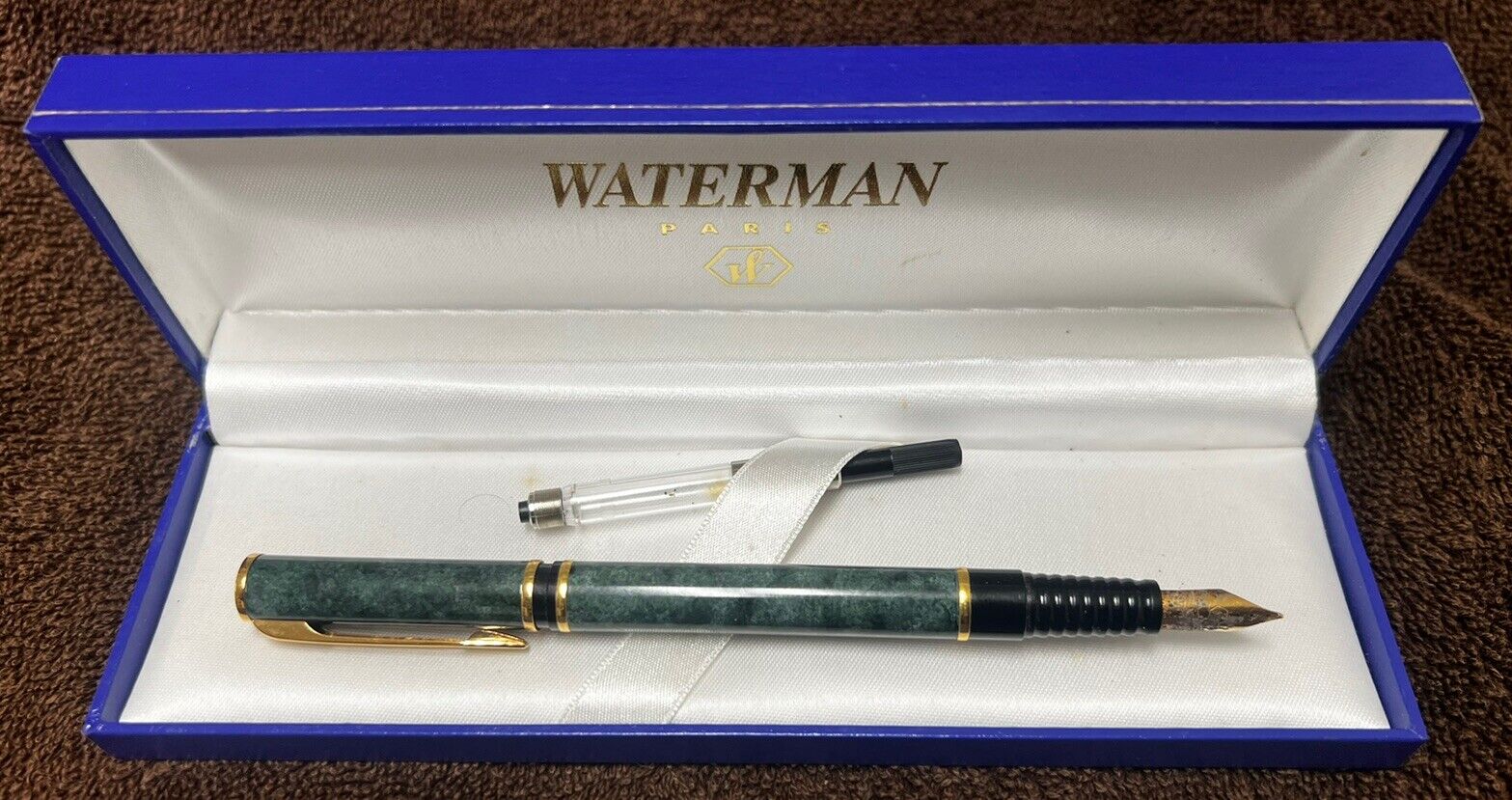Waterman Laureat Green Marble M Laque Verte Fountain Pen in Box  