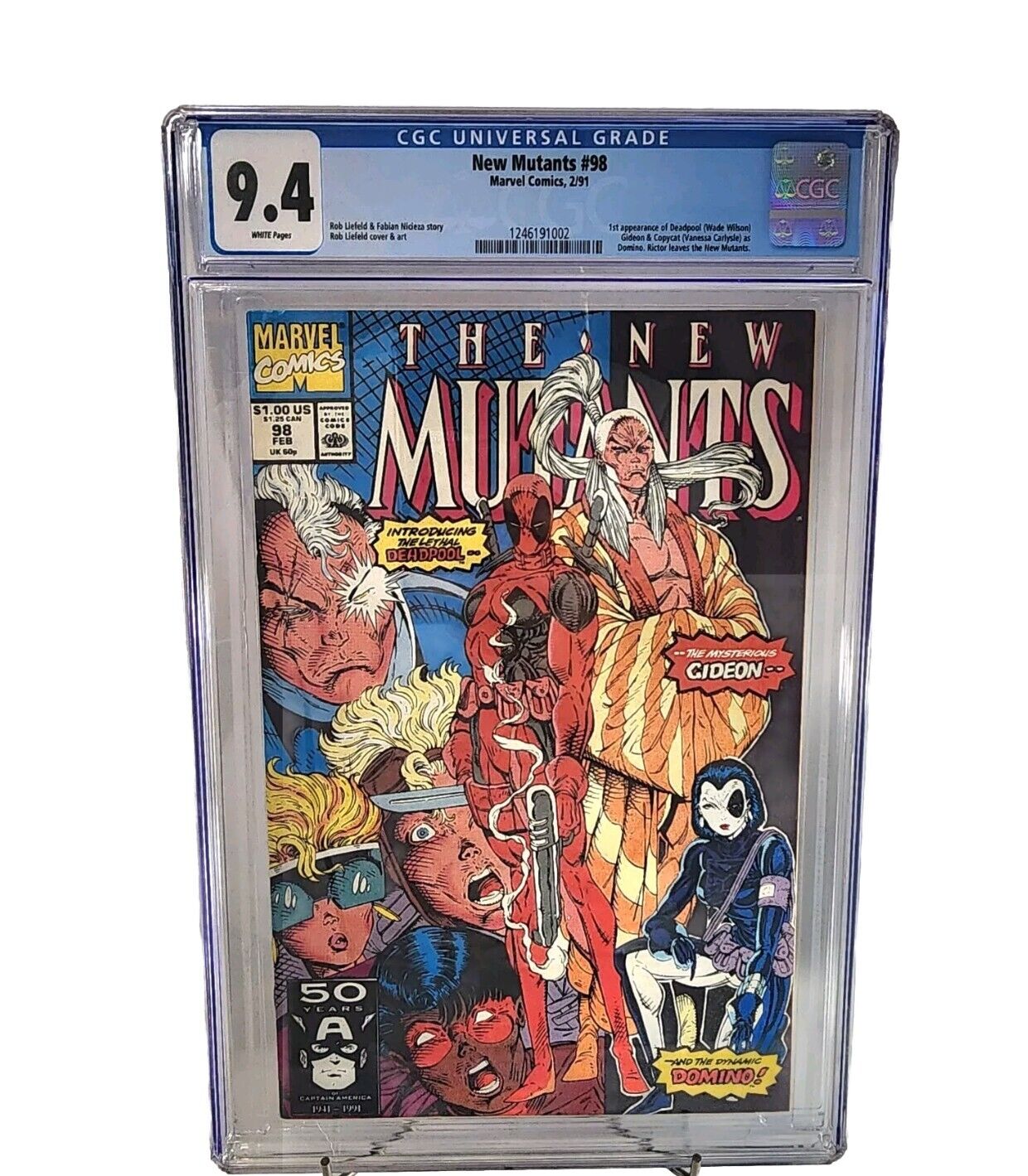 New Mutants #98, CGC 9.4 Near Mint, White Pages, Marvel Comics 1st Deadpool 1991