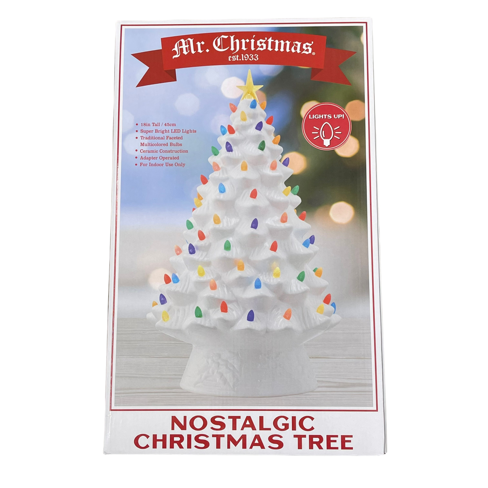 Mr. Christmas Nostalgic Ceramic Christmas Tree White Large 18” Tall LED 90 Bulb