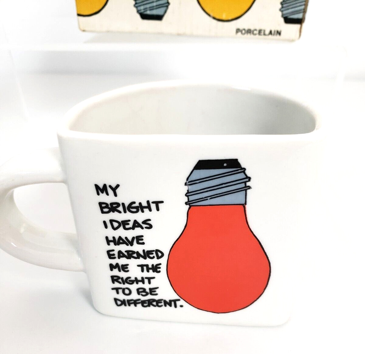 Vintage Mug Half Cup Bright Ideas Ceramic Coffee Tea Humorous Novelty with box