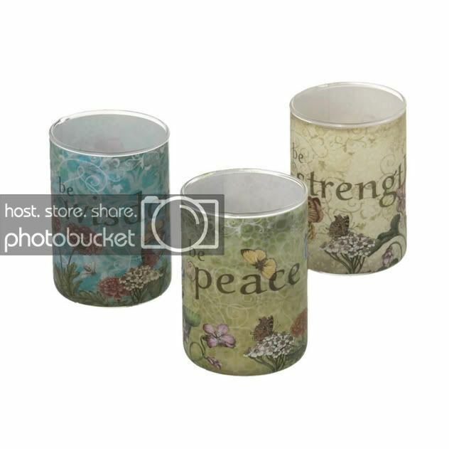 Peace, Strength, and Wisdom Tealight, votive holders Set of 3.Includes Tealights