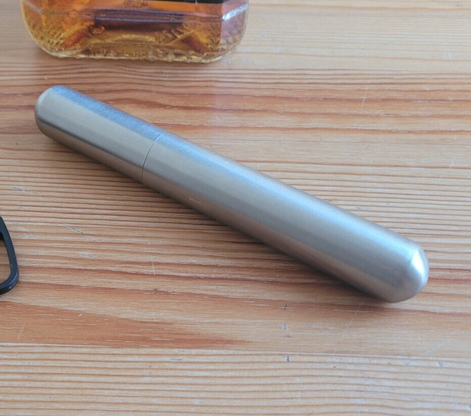 Brushed Stainless Steel Cigar Tube Case - Stainless Steel 52 Gauge Cigar Holder