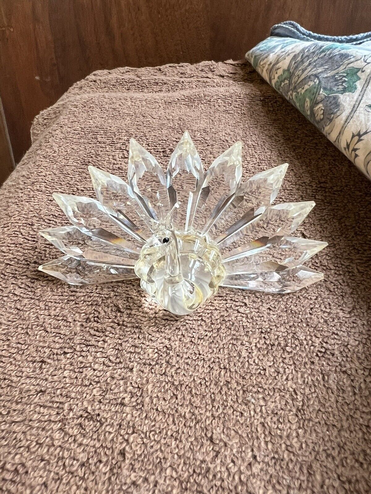 Iris Arc Peacock Crystal Figurine Good Condition