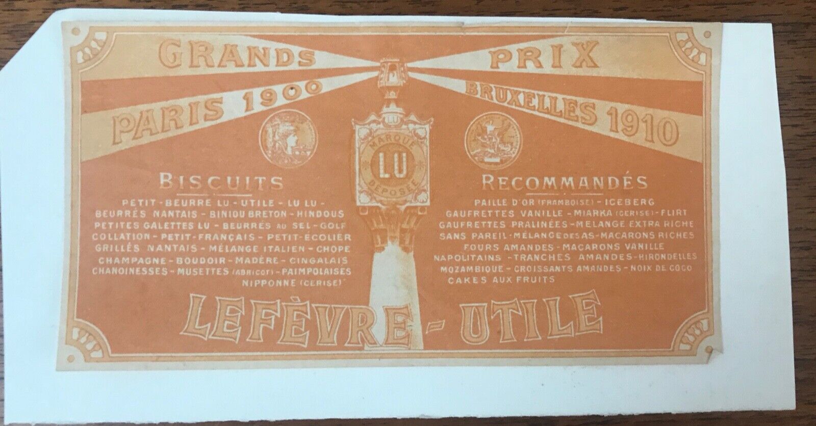 Advertising Lefèvre-utile Exhibition Universelle 1910