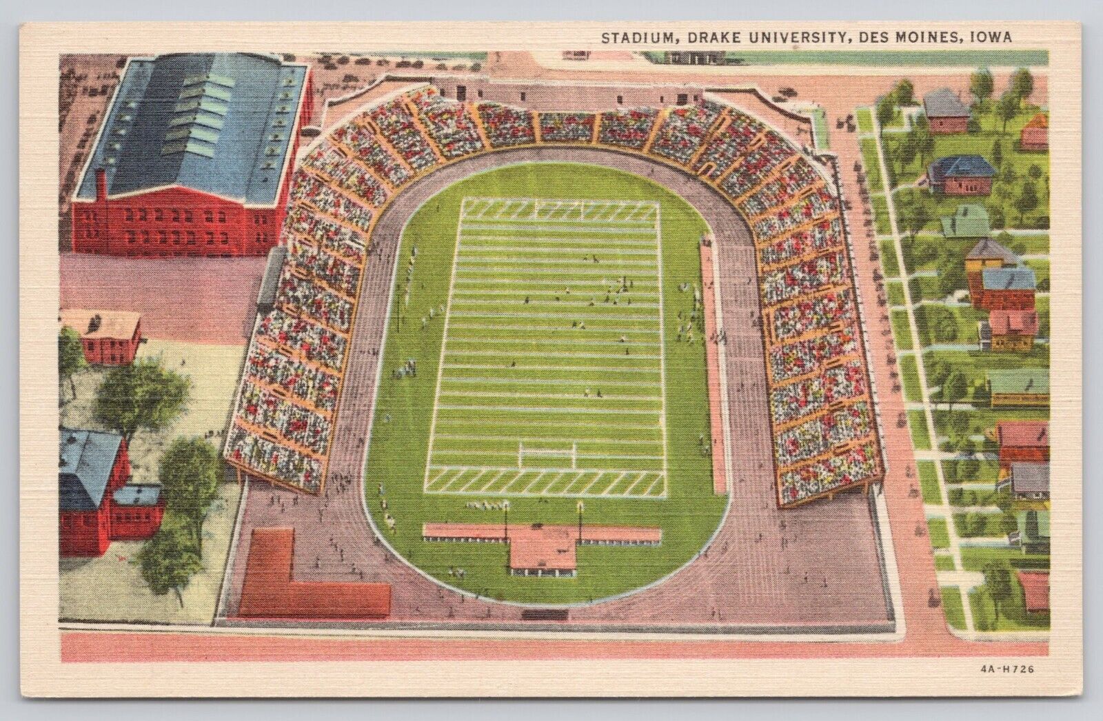 Aerial of Drake University Football Stadium Des Moines Iowa IA 1934 Postcard
