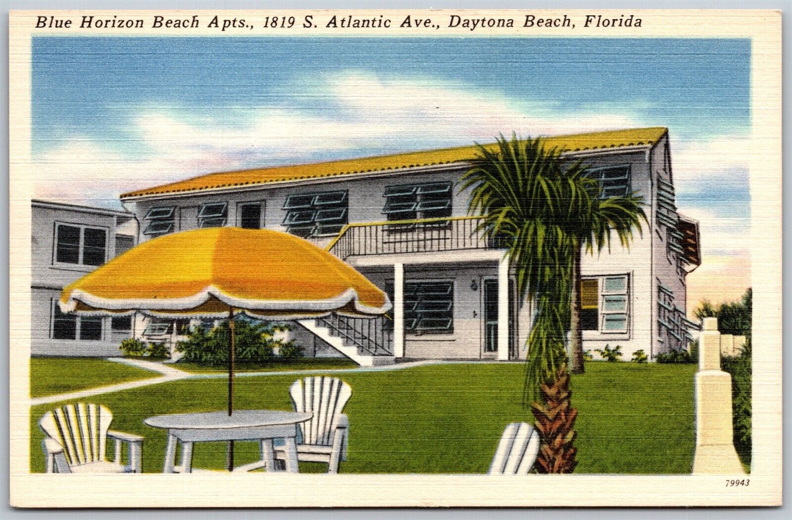 Vtg Daytona Beach Florida FL Blue Horizon Beach Apartments 1940s View Postcard