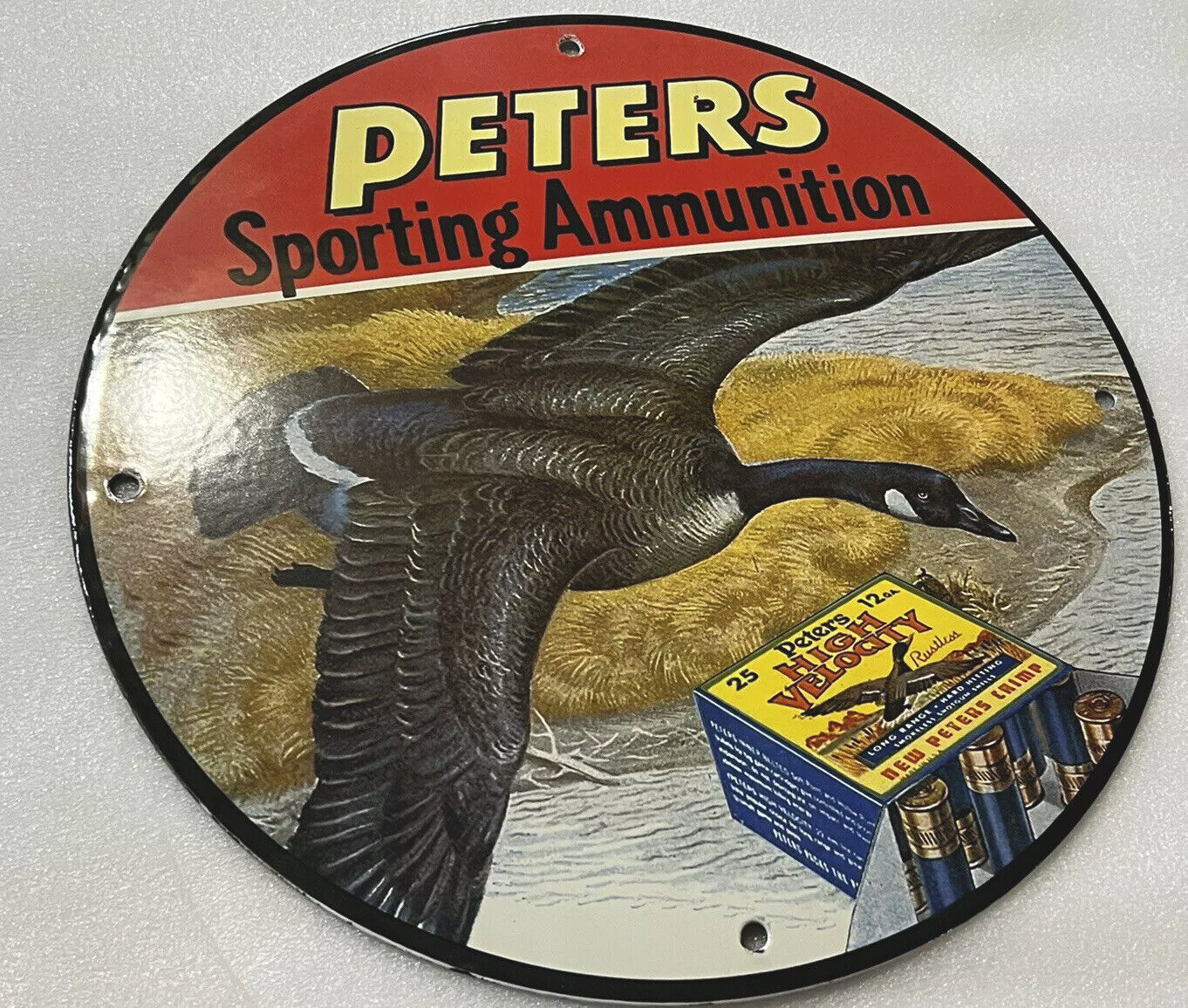 12in Peters Ammunition Cartridges hunting PORCELAIN ENAMEL SIGN
