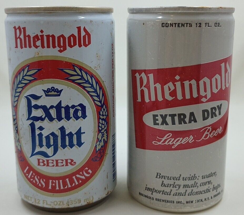 Lot of 2 Vintage Rheingold Extra Dry & Extra Light Beer Cans Rare Florida