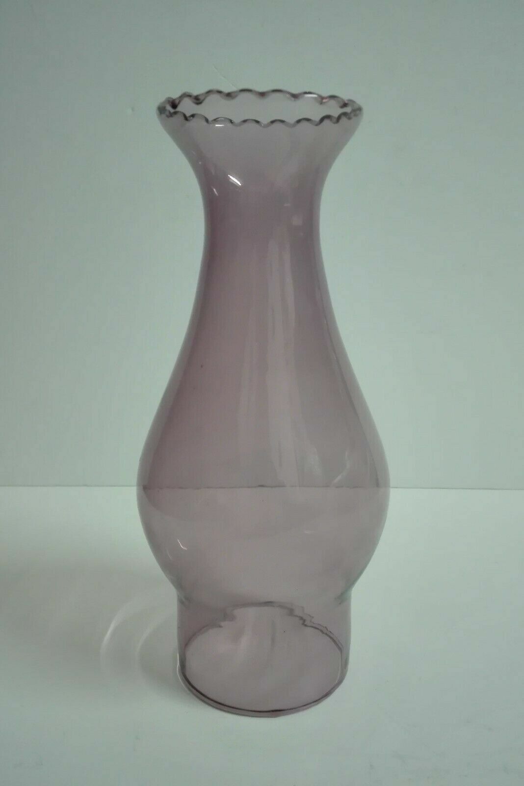 Amethyst Glass PIECRUST Oil Lamp Chimney - Fitter: 2 1/2