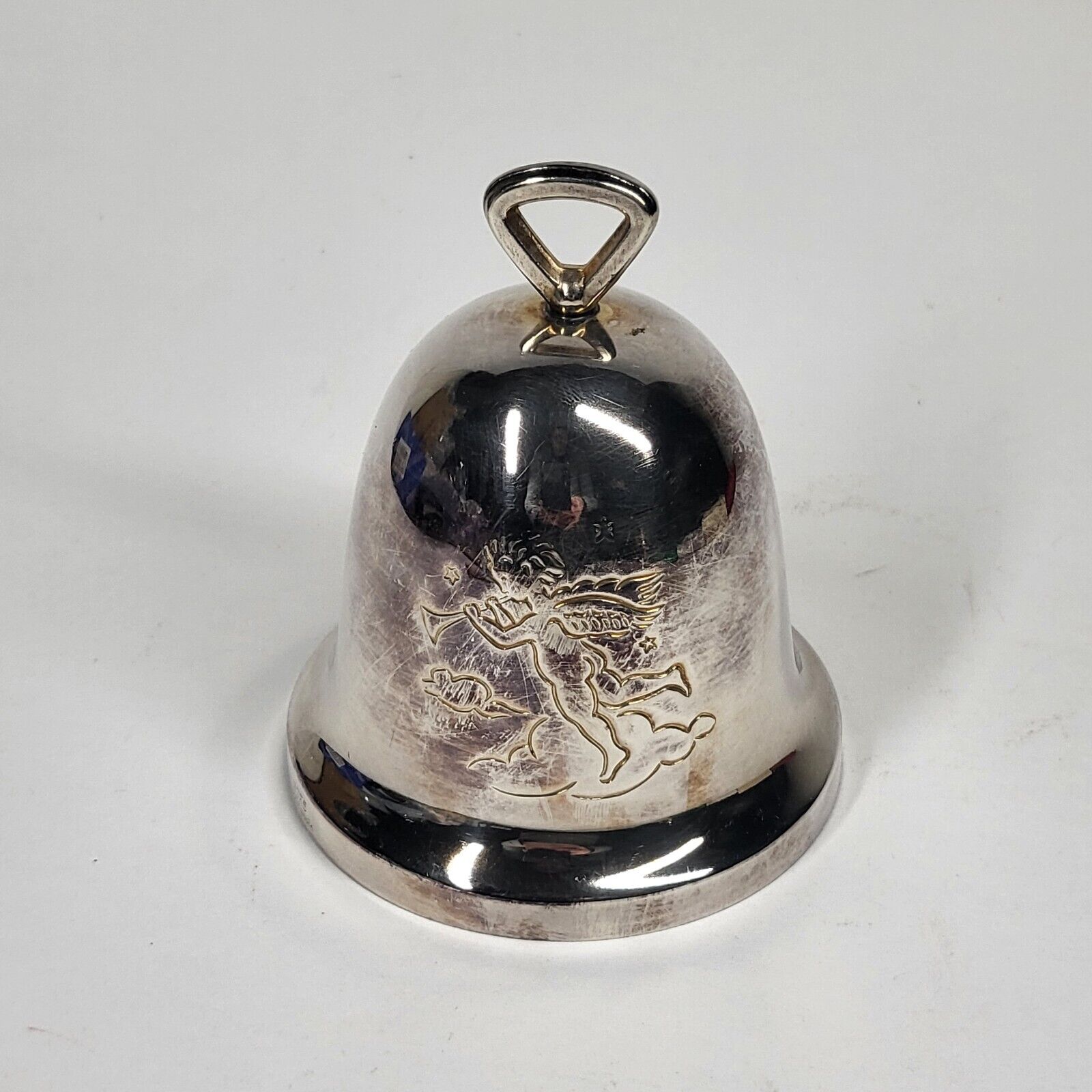 JHS Denmark Christmas Bell Silverplate Vintage Ornament