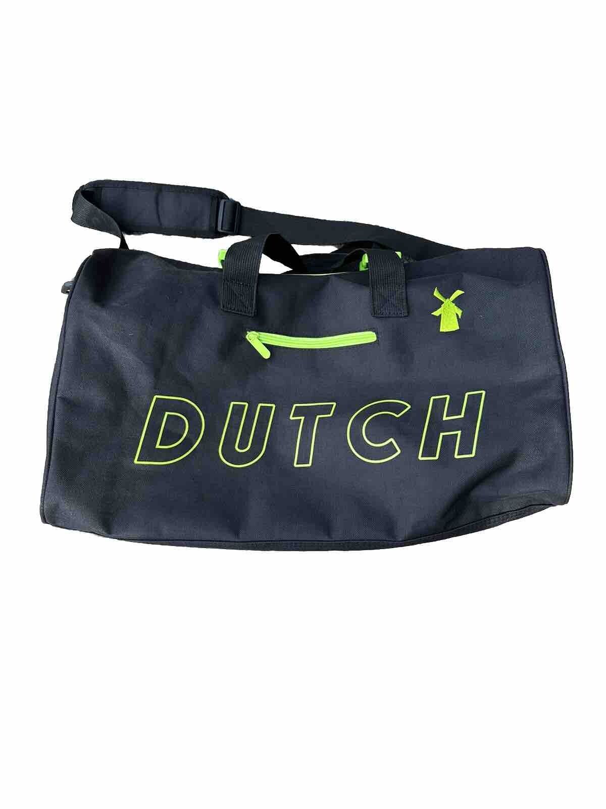 Vintage Dutch Bros Coffee Neon Green & Black Duffle Bag With Shoe Bag