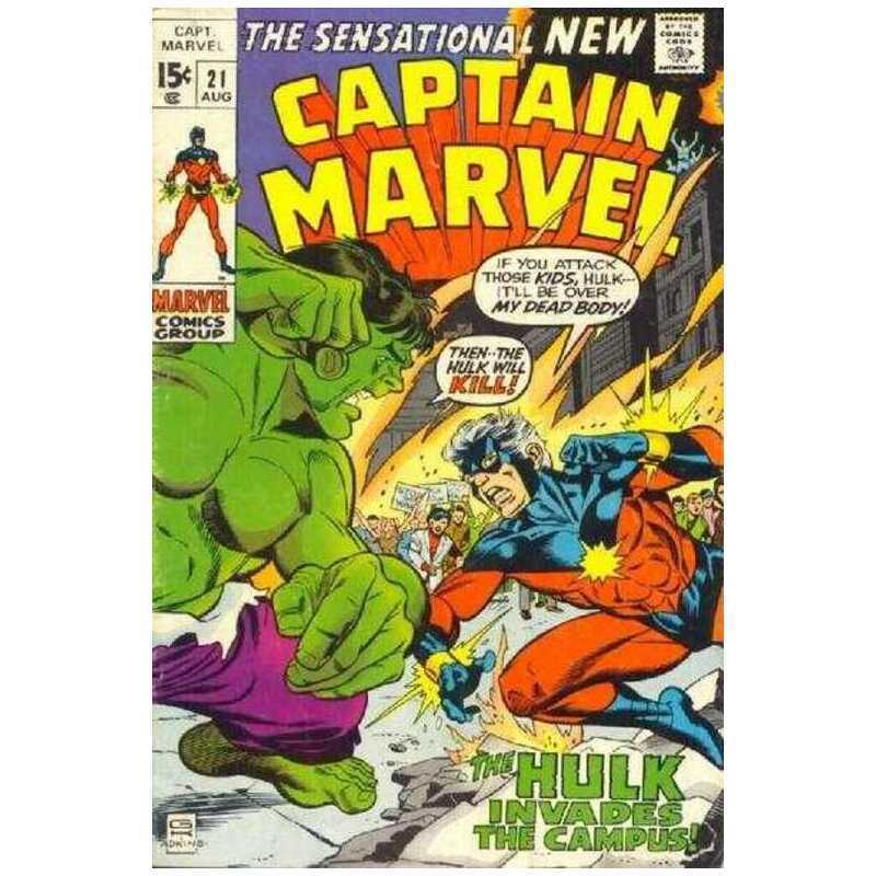 Captain Marvel (1968 series) #21 in Very Good + condition. Marvel comics [z&