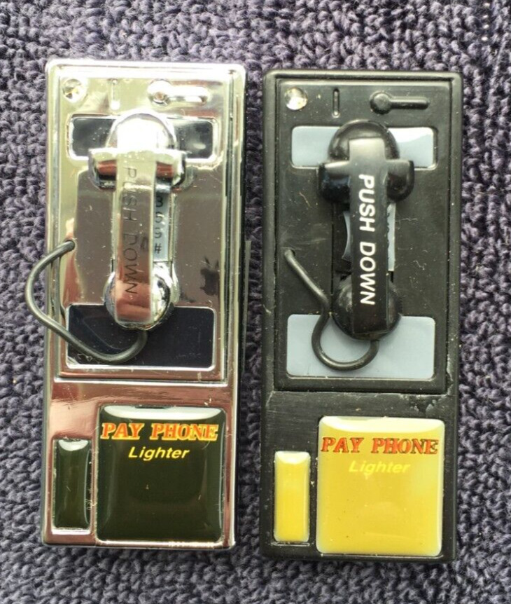 2 Collectible Vintage Pay Phone Refillable Butane Lighter