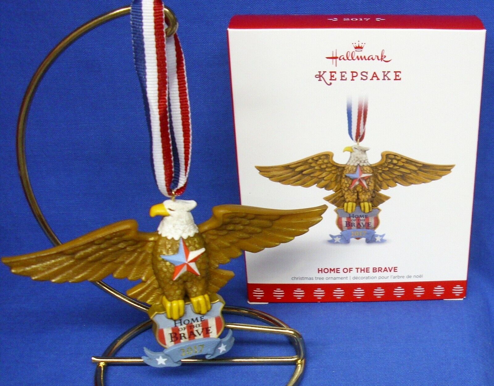Hallmark Ornament Home of the Brave 2017 Eagle Stars Stripes Military Patriotic