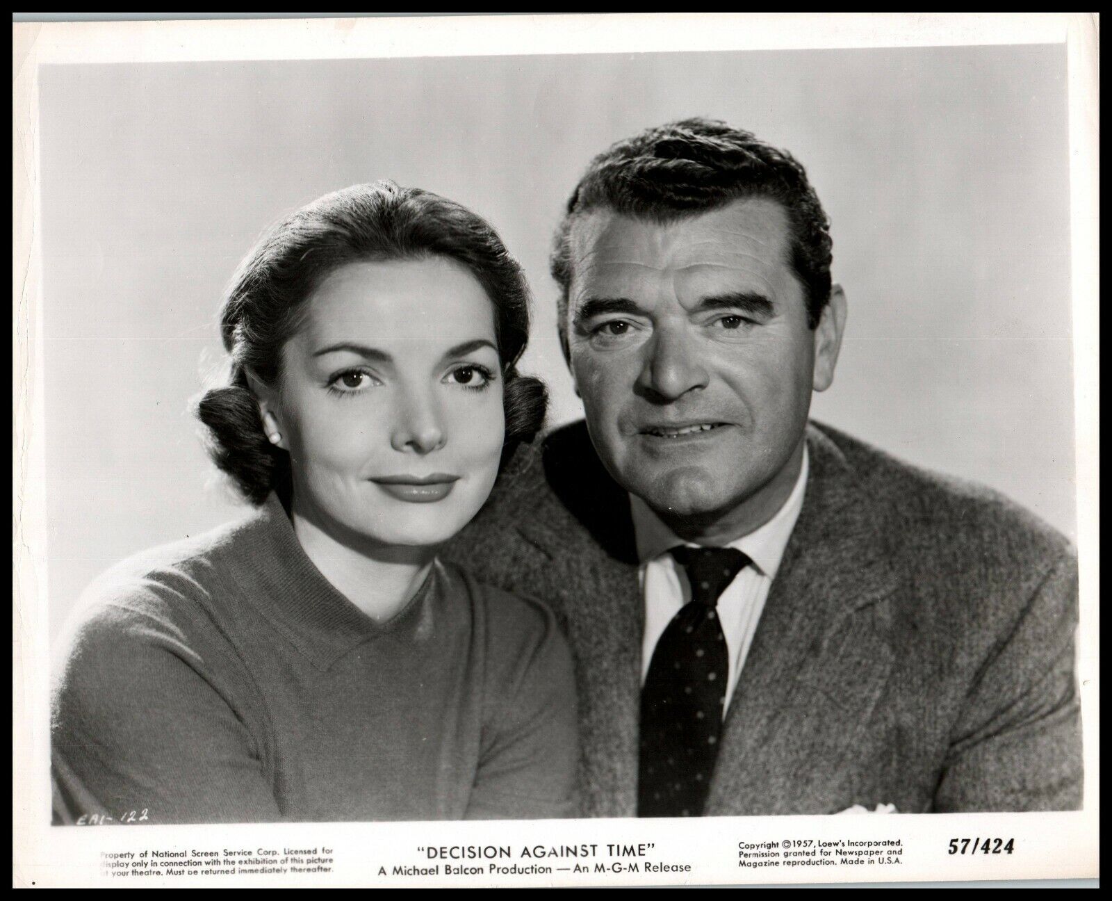 Jack Hawkins + Elizabeth Sellars in The Man in the Sky (1957) ORIG PHOTO M 66