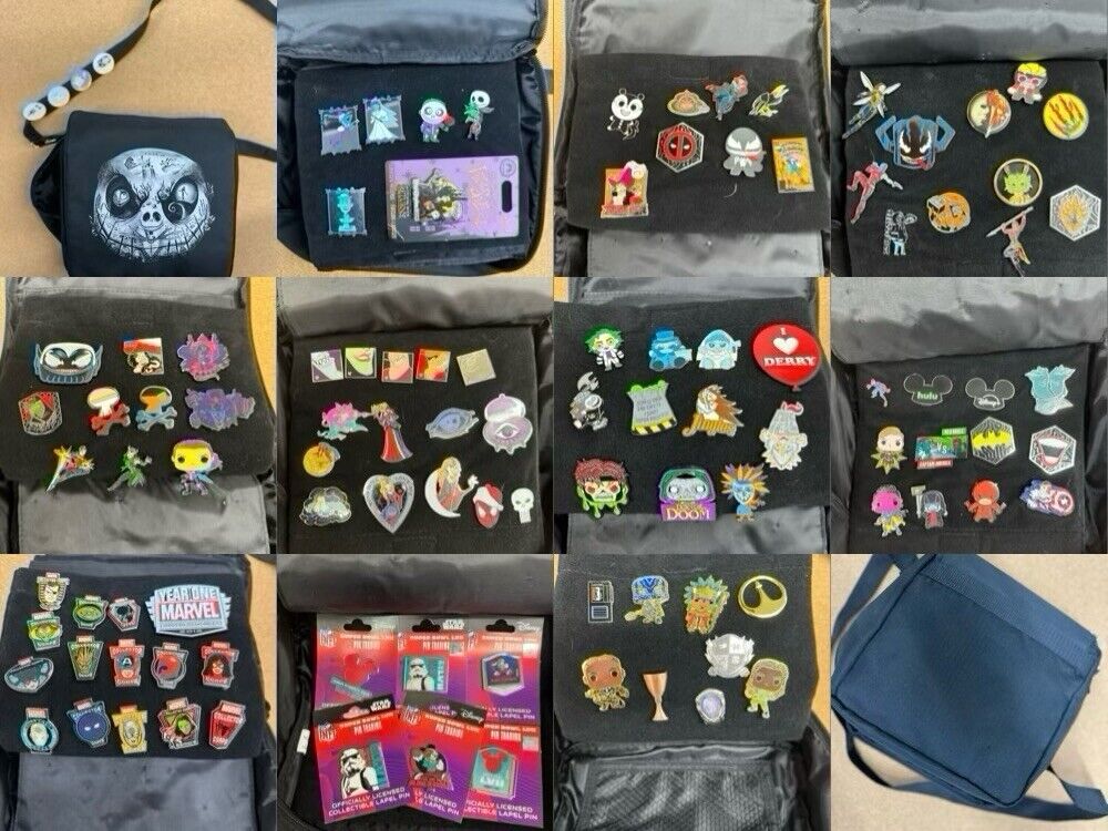 Rare Jack Skellington NBC Disney Collectors Pin Trading Bag Plus Pin Lot 100+