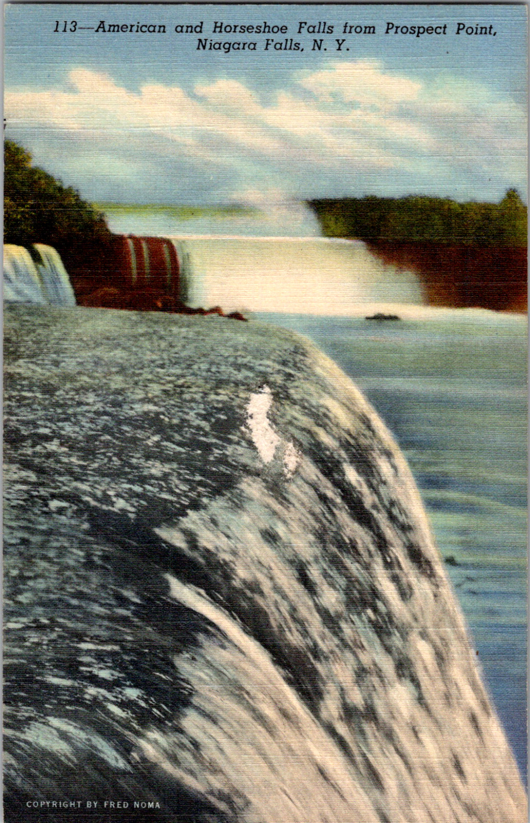 Vintage C 1940's Close-Up Main View Waters Edge of  Niagara Falls NY Postcard