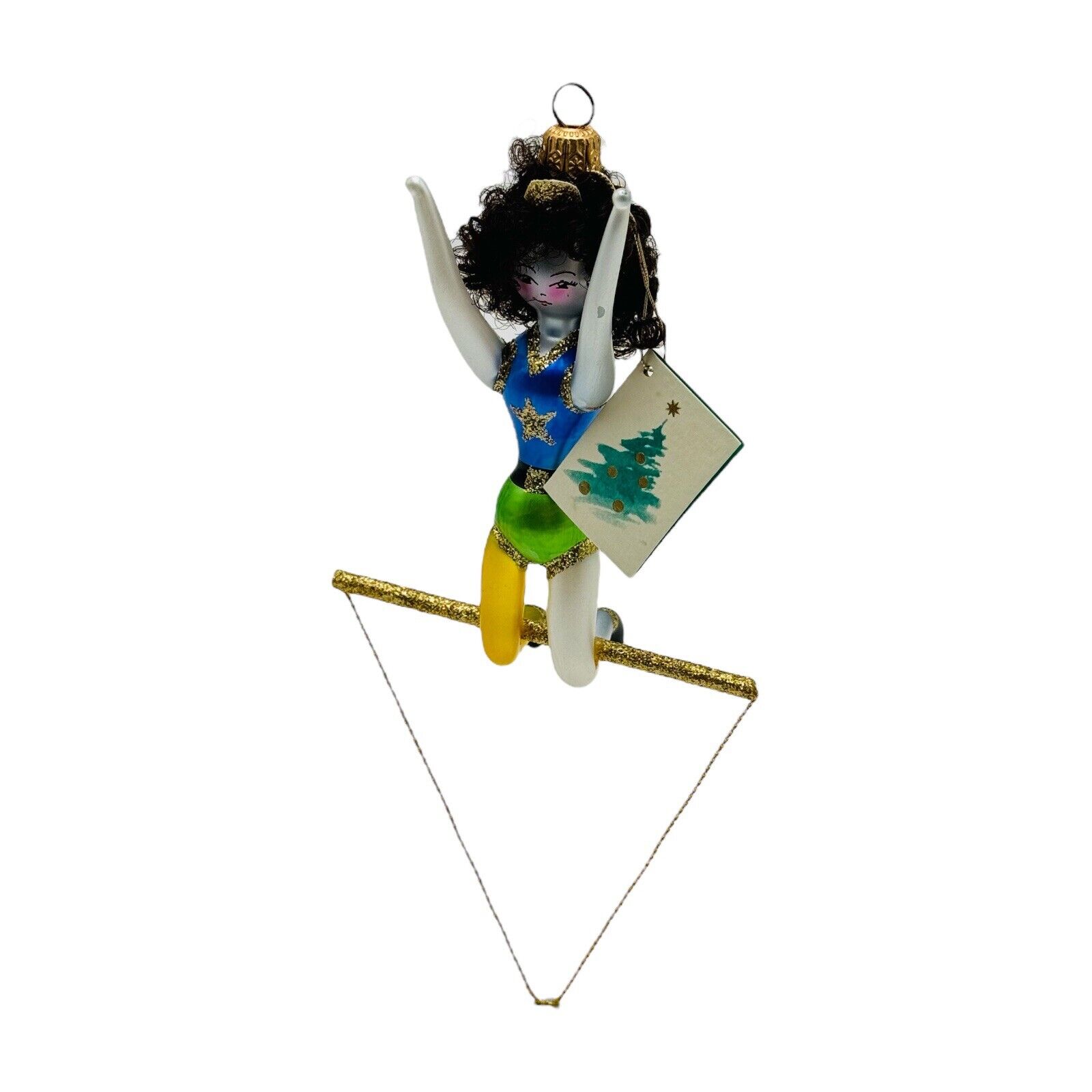 Soffieria De Carlini Circus Acrobat Girl on Trapeze Glass Christmas Ornament 5”