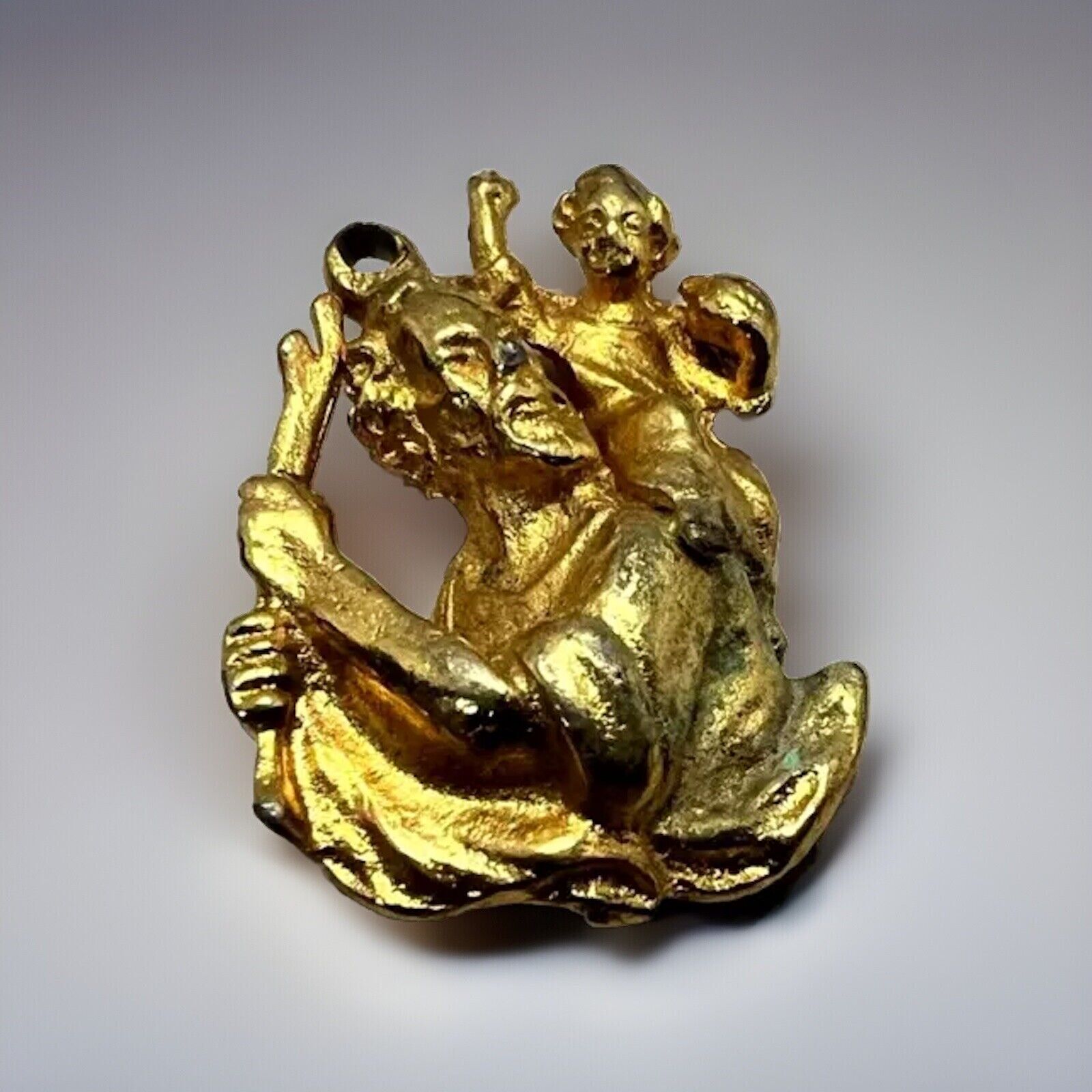 Vintage Goldtone Religious Charm Pendant Medal