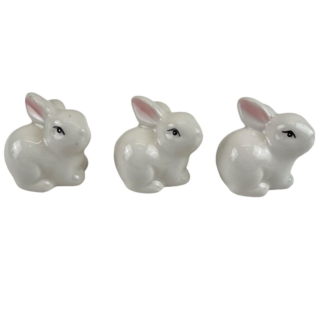Vintage Bunny Figurines Ceramic Porcelain Mini Set of 3