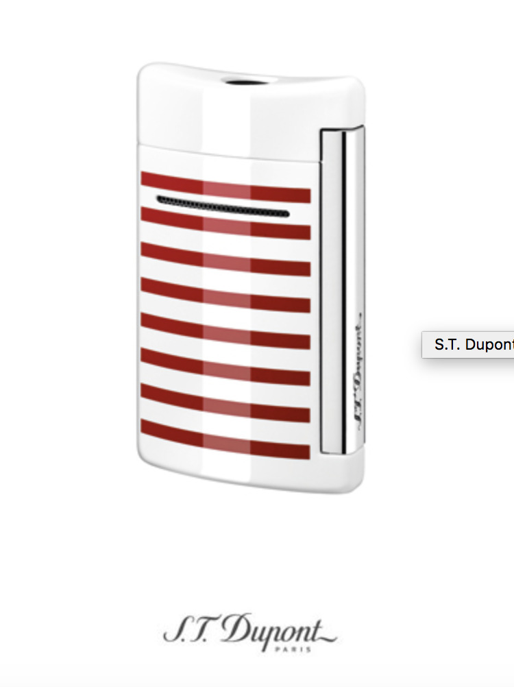 ST Dupont Minijet Torch Lighter, White with Red Stripes