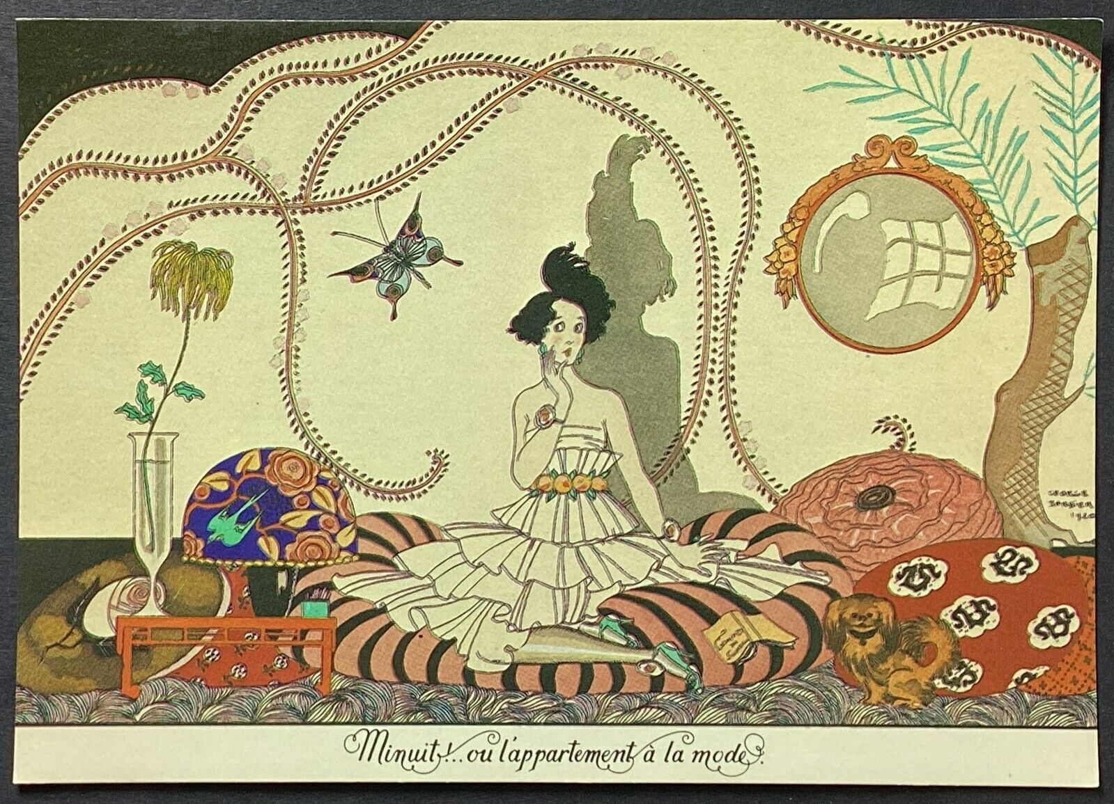 Pretty Lady Midnight by George Barbier VTG 1984 Continental Postcard Unposted