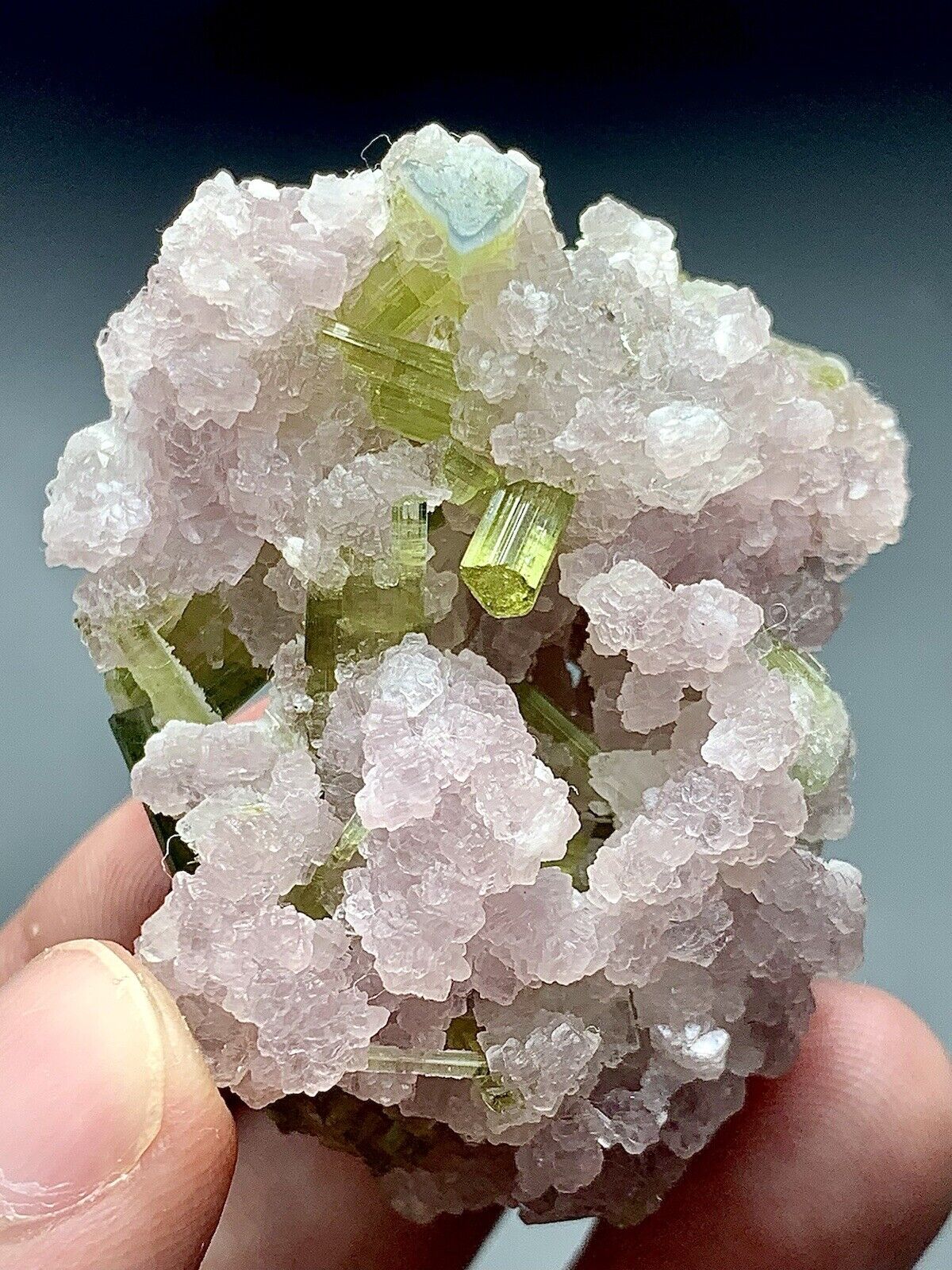 258 CT Tourmaline Crystals Combine With Lepidolite Mica From Afghanistan