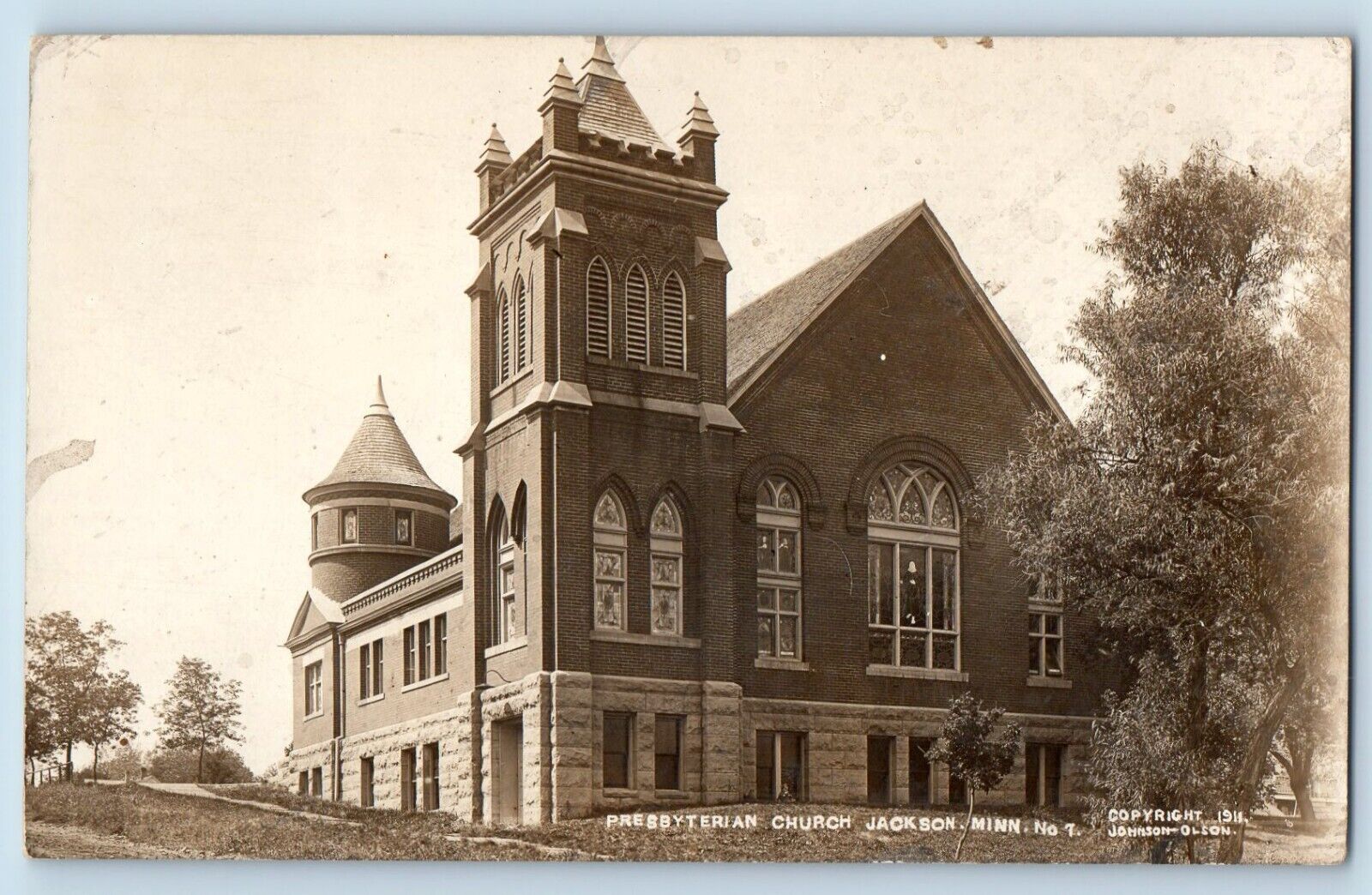 Jackson Minnesota MN Postcard RPPC Photo Presbyterian Church c1910\'s Antique