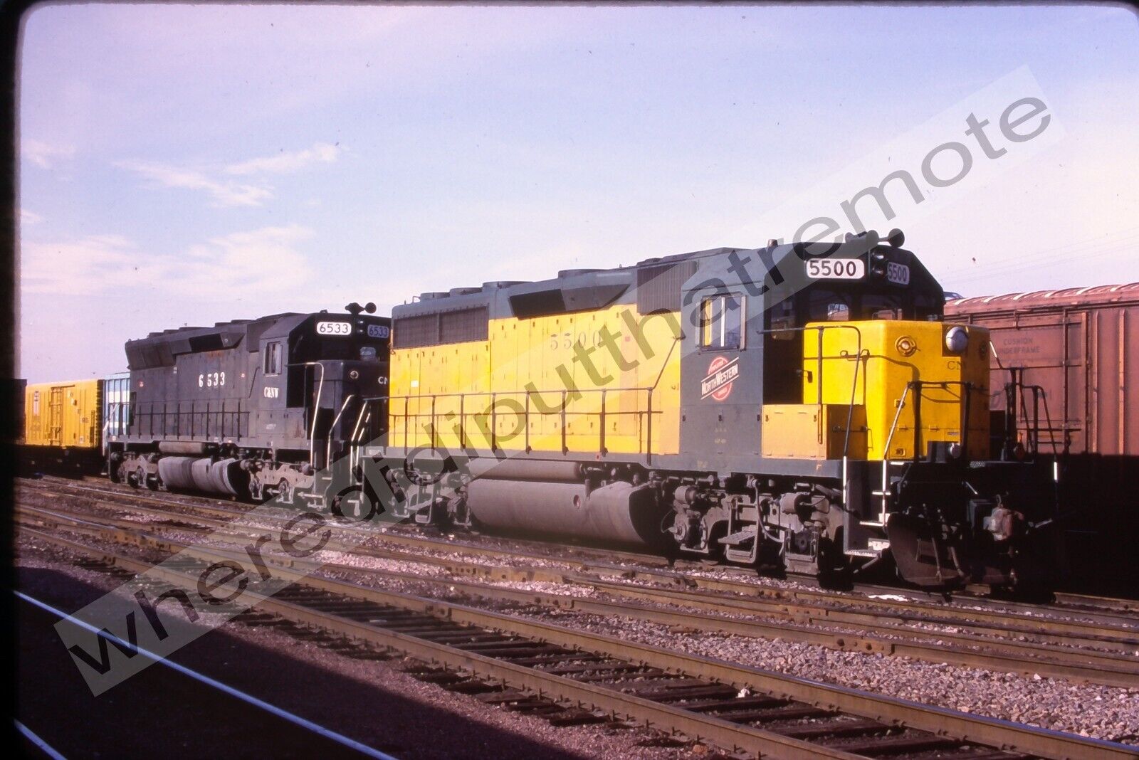 Original Slide Chicago & Northwestern CNW 5500 EMD GP40 Proviso ILL 1983