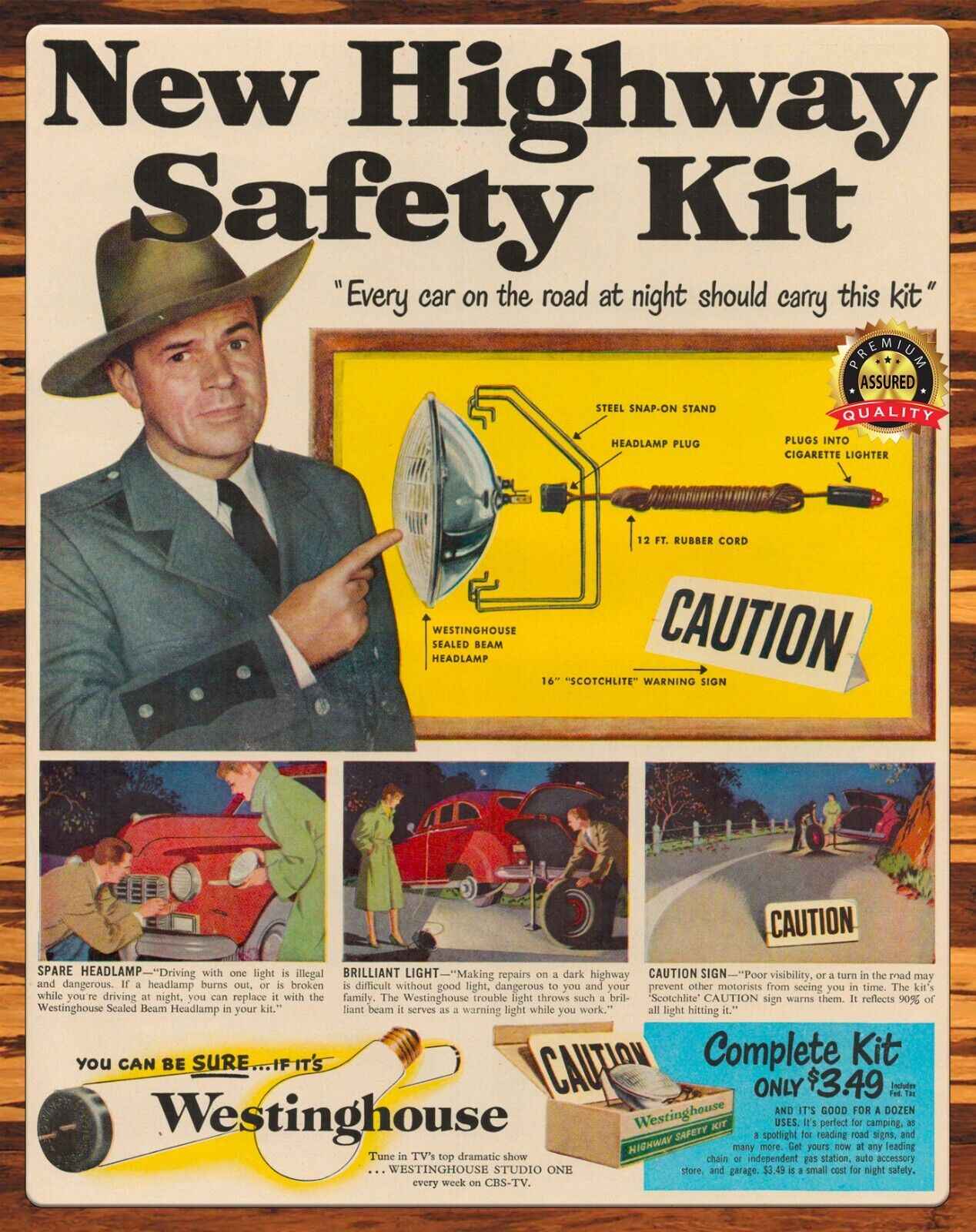 Westinghouse - New Highway Safety Kit - 1950s - Restored - Metal Sign 11 x 14