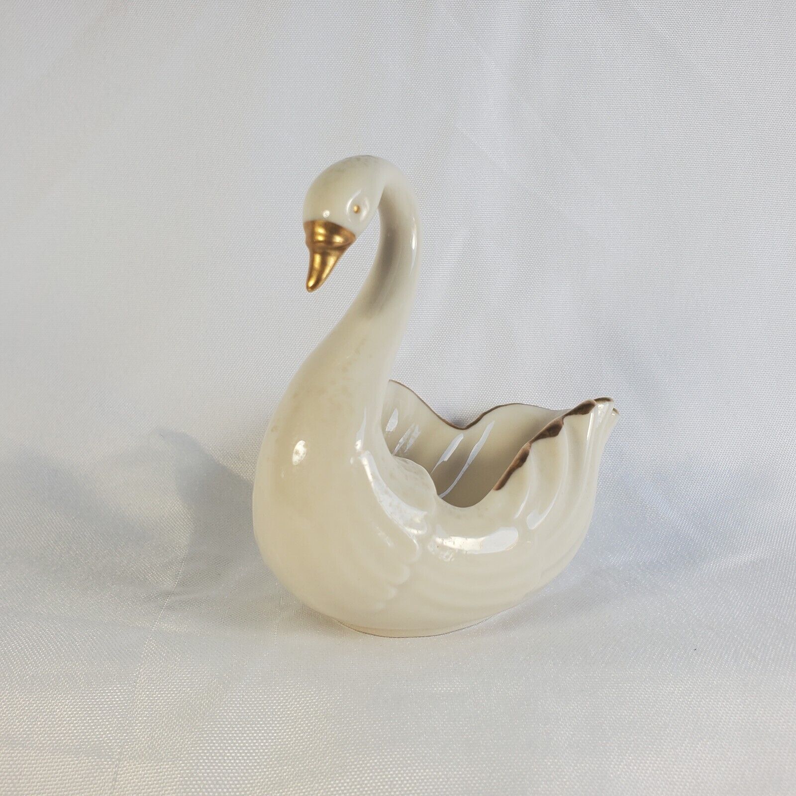 Vintage Lenox Fine China Porcelain Swan Candy Trinket Dish 24K Gold Trim