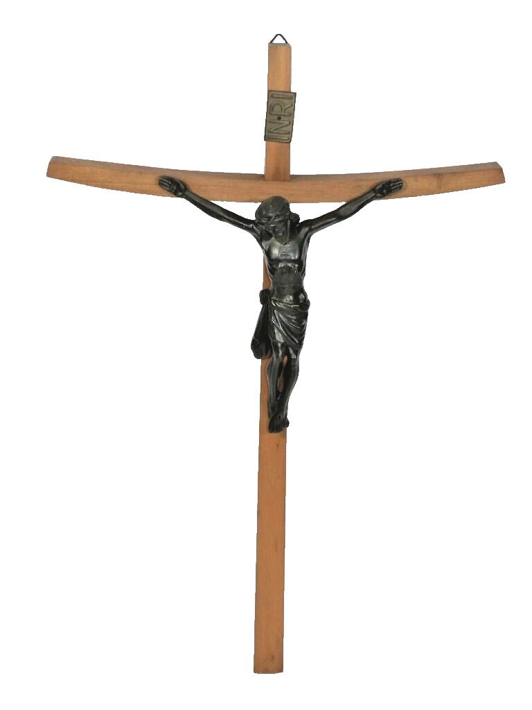 Antique Wood Bronze Crucifix Cross