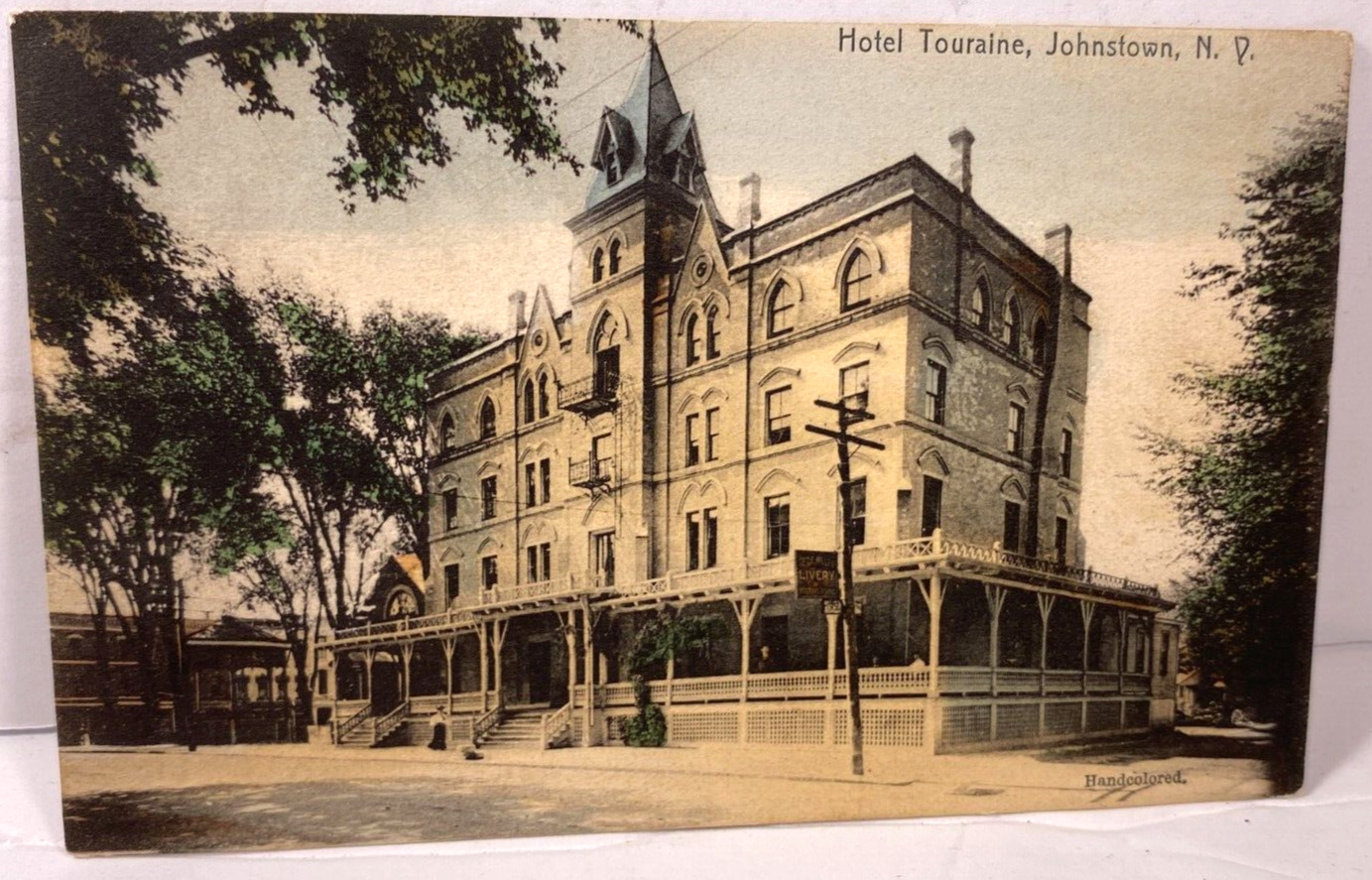 Vintage Johnstown, N.Y. Postcard - Hotel Touraine Handcolored 1907 Postcard