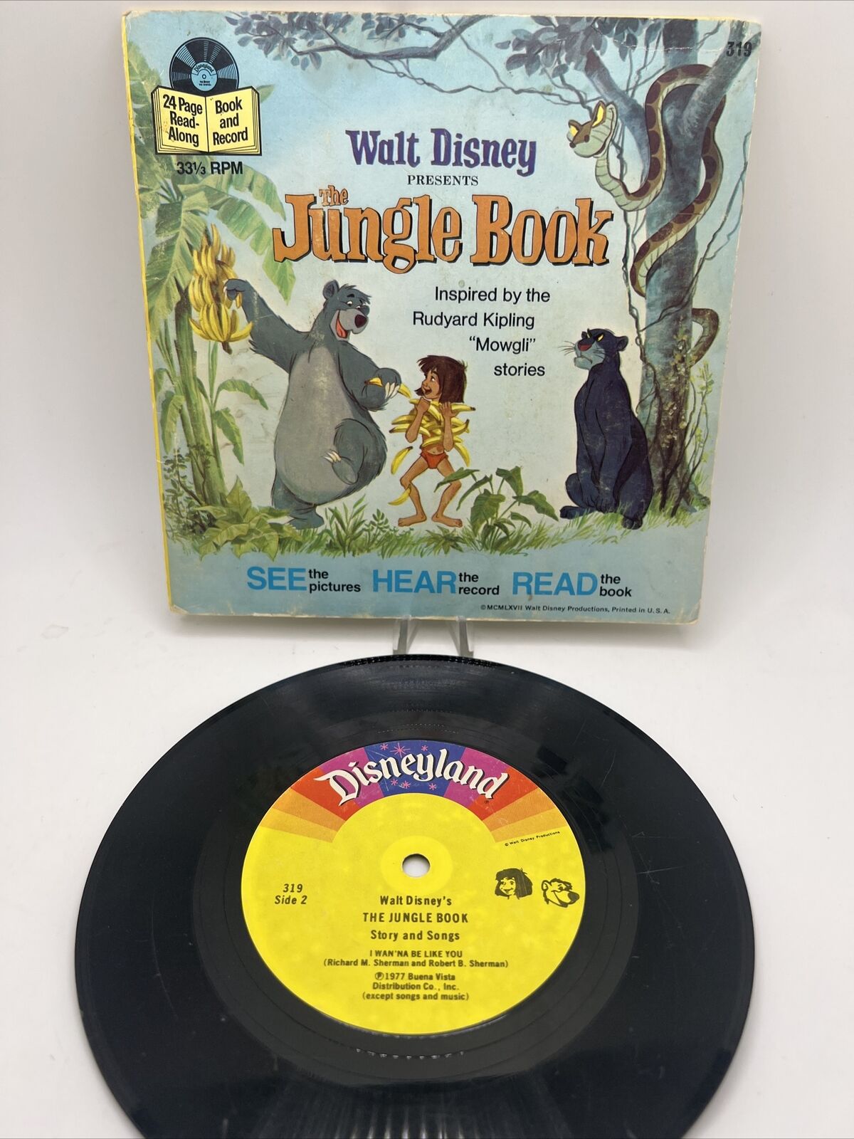 Vintage 1977 Walt Disney The Jungle Book And Record 33 1/3 See Hear Read Book