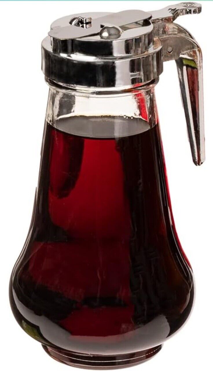 1 Syrup Dispenser 14oz 420mL Glass Bottle No-Drip Pourers for Maple Syrup NEW