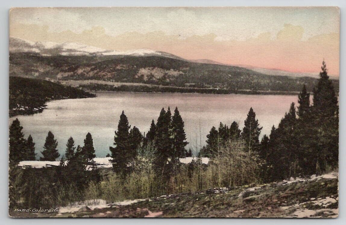 Leadville CO Colorado Turquoise Lake Hand Colored Albertype Postcard O22