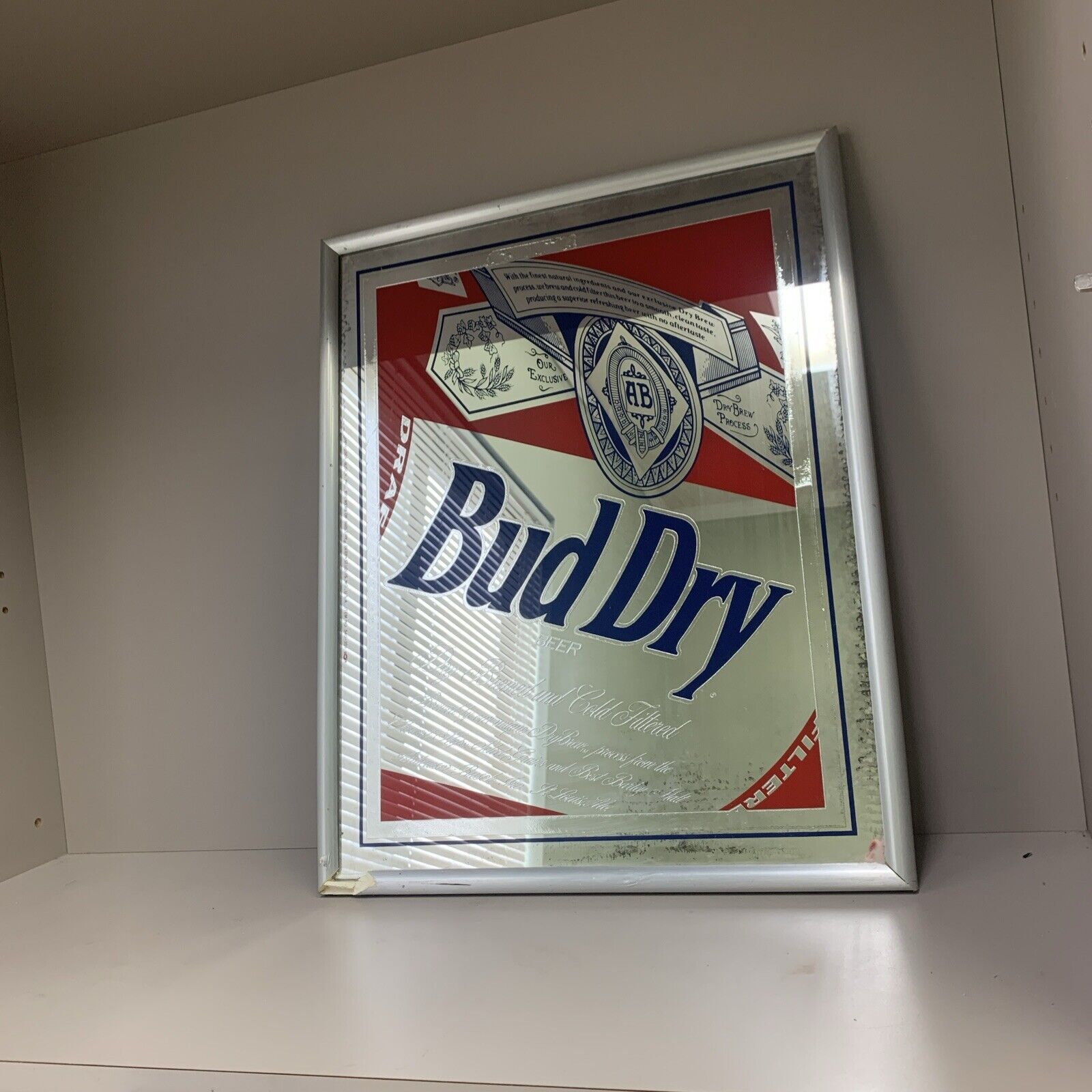 Vintage 1990 Bud Dry original Beeco mirror sign 20\