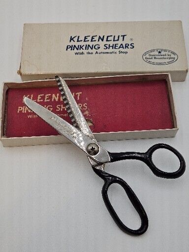 Vintage Kleencut Pinking Shears w/ Automatic Stop w/ Box #389 Acme Shear Co. 