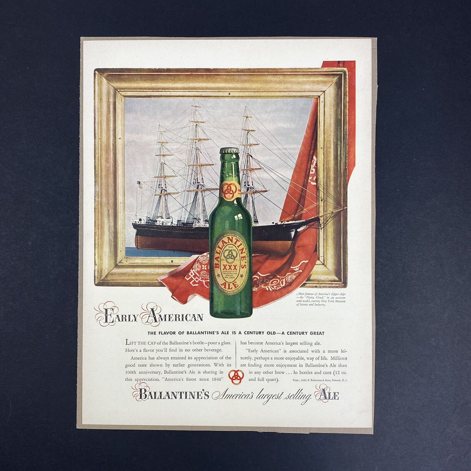 Vintage 1940 Ballantine’s Ale Full Page Print Magazine Ad Beer