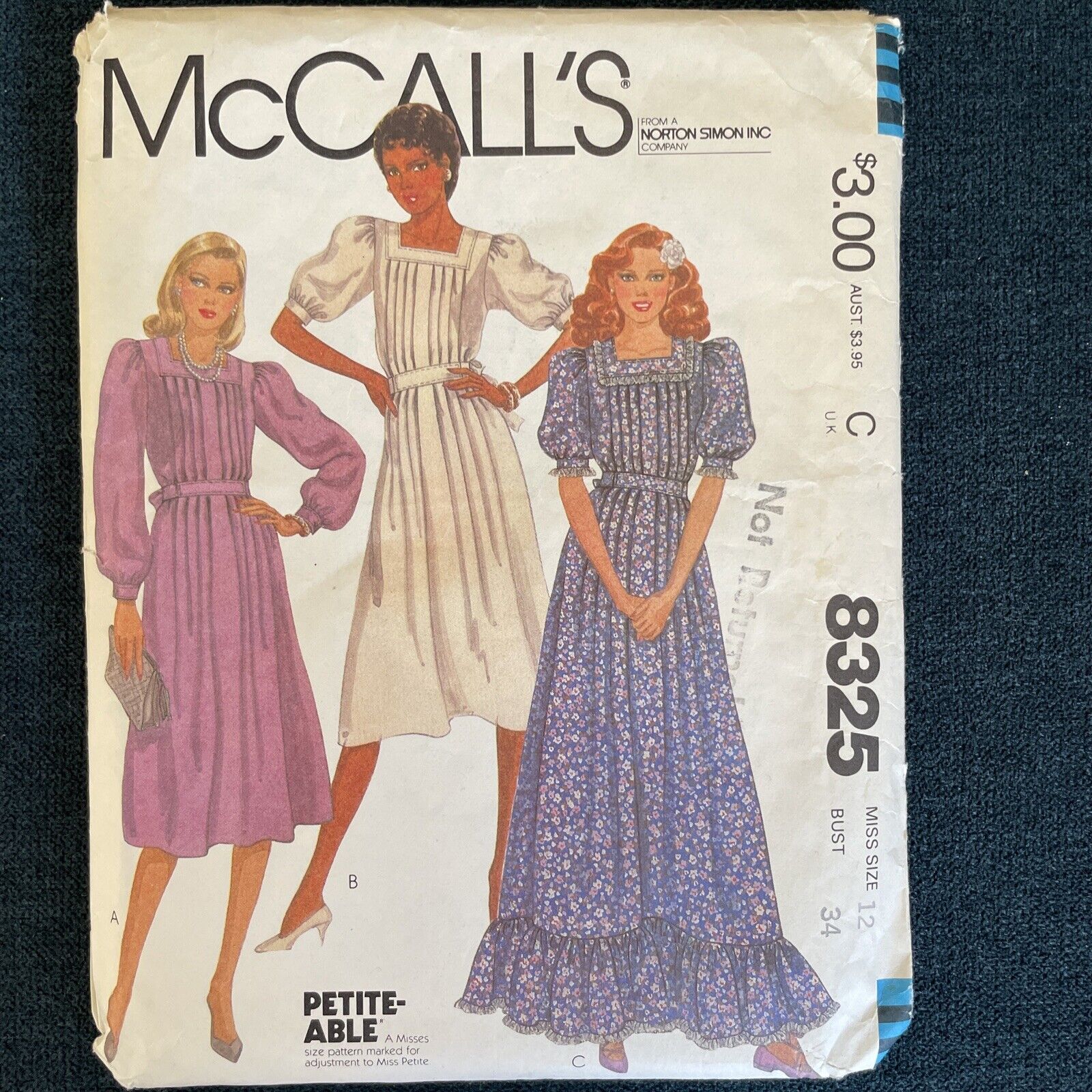 McCalls 8325 NEW Pleated Front Peasant Dress Size 12
