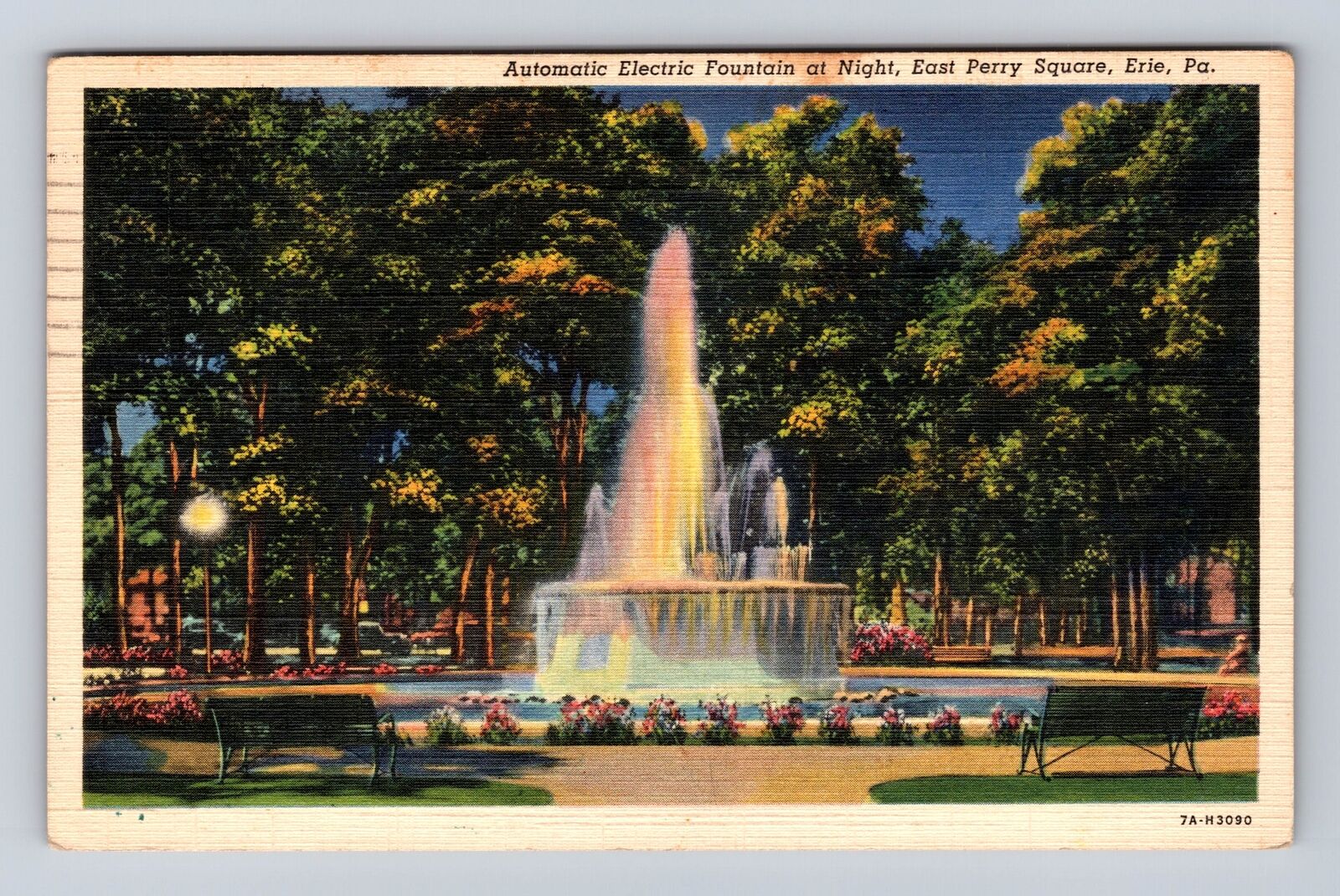 Erie PA-Pennsylvania, Automatic Electric Fountain, Vintage c1940 Postcard